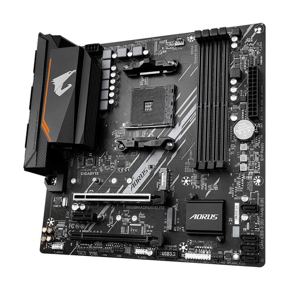 Placa Mãe Gigabyte B550m Aorus Elite, Amd Am4, Matx, Ddr4 Preto