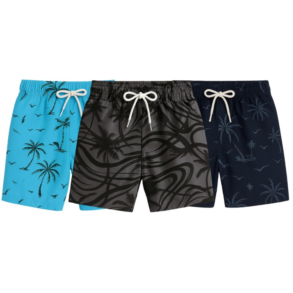 Kit 3 Shorts Infantil Masculino Mauricinho Tactel Grosso Premium Liso Estampado C Bolso Bermuda Moda Praia Verão Menino em Oferta na Shopee
