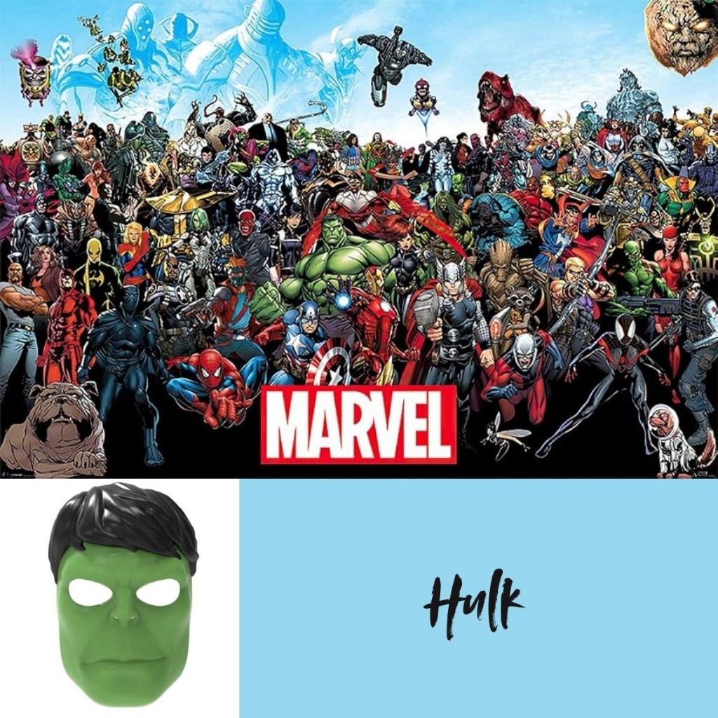 Kit Máscara + Boneco Marvel Vingadores - Homem Aranha,Capitão América,Homem de Ferro,Hulk,Pantera Negra,Capitã Marvel