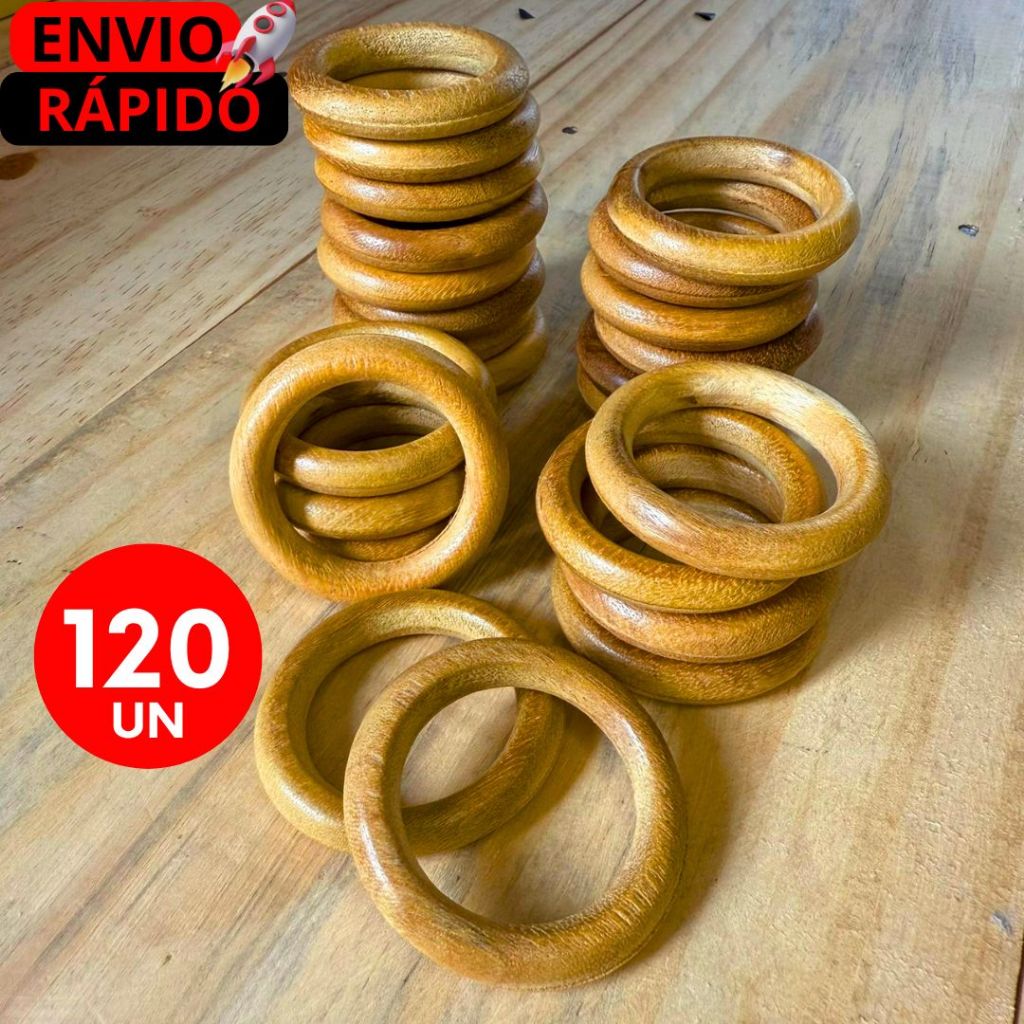 Pacote Unidades Porta Guardanapos Argola De Madeira Cerejeira Premium Bege Mesa Prendedor Artesanato
