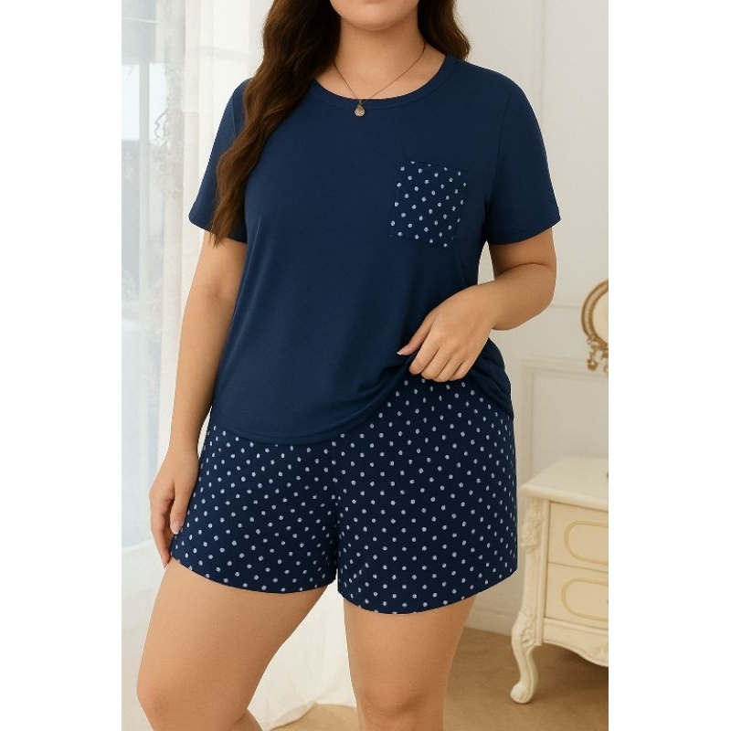 Conjunto de Dormir Plus Size com detalhe em onça.