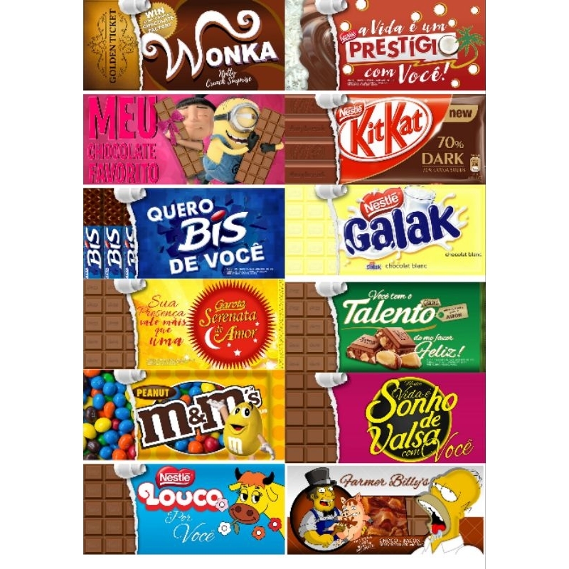 12 artes para caneca tema chocolate  impressora em papel sublimatico.