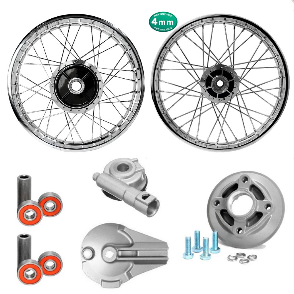 Par De Rodas 2 18x1.60 Jante Cromada Fan 150 / 160 Titan 150 / 160 Start Cubo Disco Diamantado