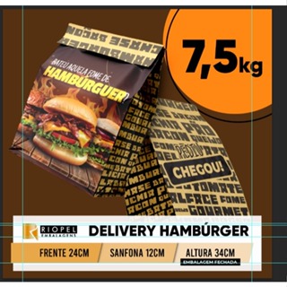 Saco Lanche Hamburger Delivery  100 unidades em Oferta na Shopee