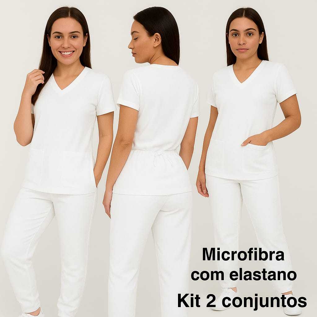 kit 02 Pijamas Hospitalar Cirúrgico Scrub Feminino Acinturado Varias Cores Tamanhos
