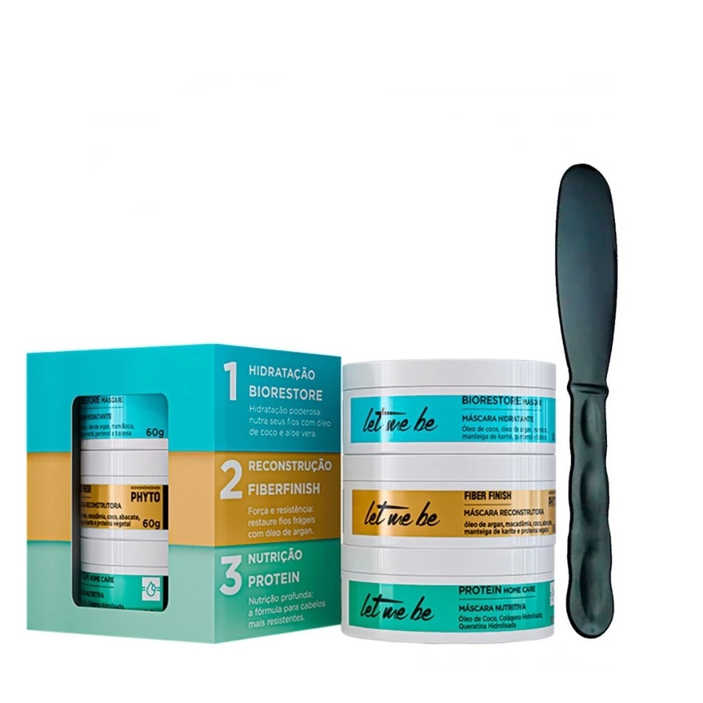 Kit Mini Mascaras Cronograma Capilar Bio. Fiber. e Protein Let Me Be 60g