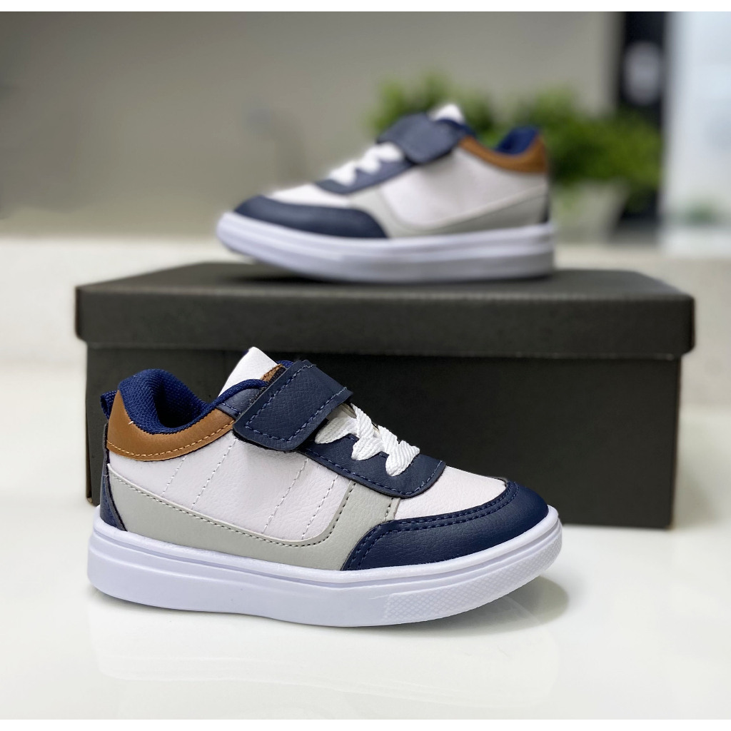 Tênis Infantil Masculino Casual Confortável com Velcro - acompanha caixinha em Oferta na Shopee