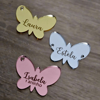 TAGS de Nomes Apliques Acrílico Para Laços E Tiara Borboleta 3,4cm em Oferta na Shopee