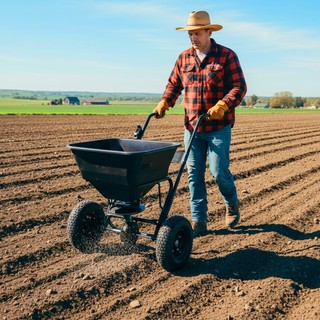 Espalhador de Adubo Adubadeira Uréia Semeadeira Grama Com Rodas Suporta 45kg Manual para Pastagens🌩️