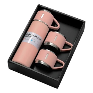 Garrafa Térmica 500ml com 3 Copos Inox Fosco Kit Bebidas Quentes em Oferta na Shopee