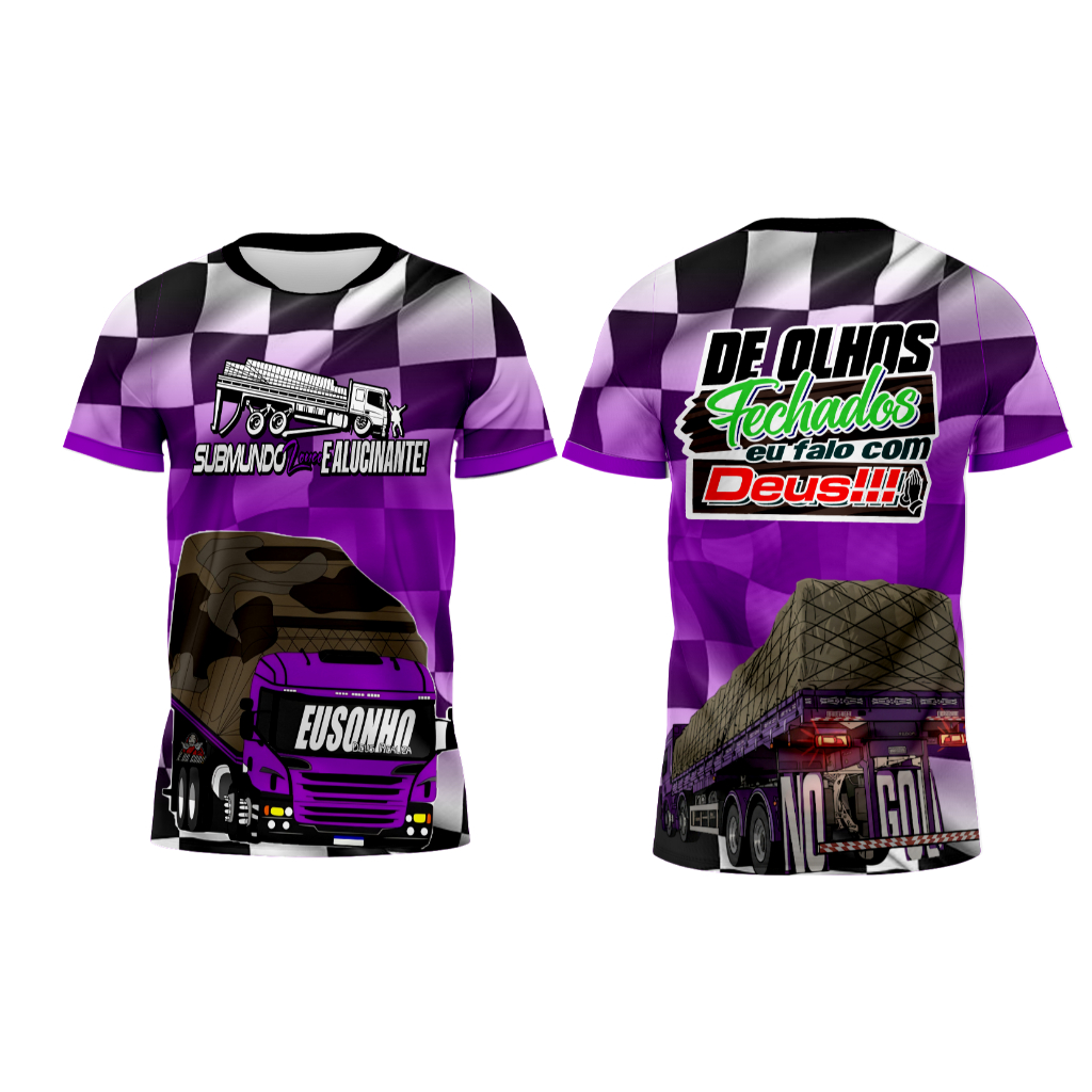 Camiseta Caminhoneiro / Camiseta de caminhao - Roxa - Submundo Louco e Alucinante