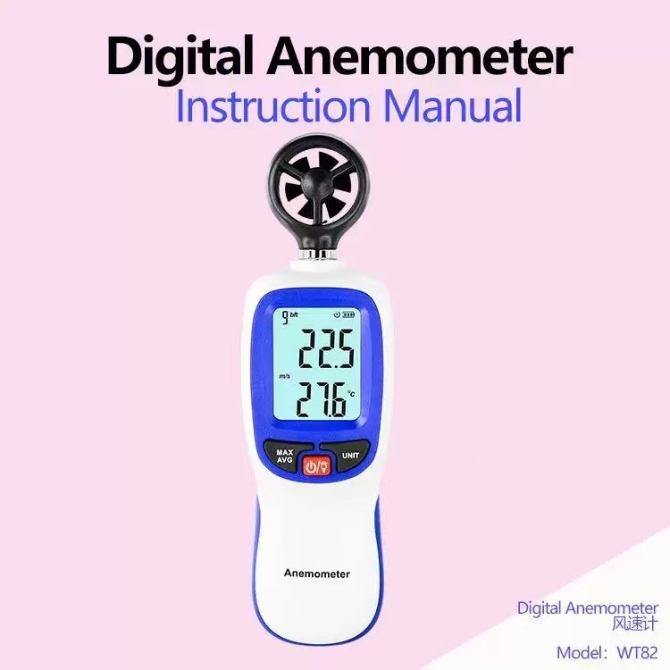 Anemômetro Novo Anemômetro Portátil Medidor de Velocidade do Vento e Temperatura Anemômetro Digital Portátil WT82 2025