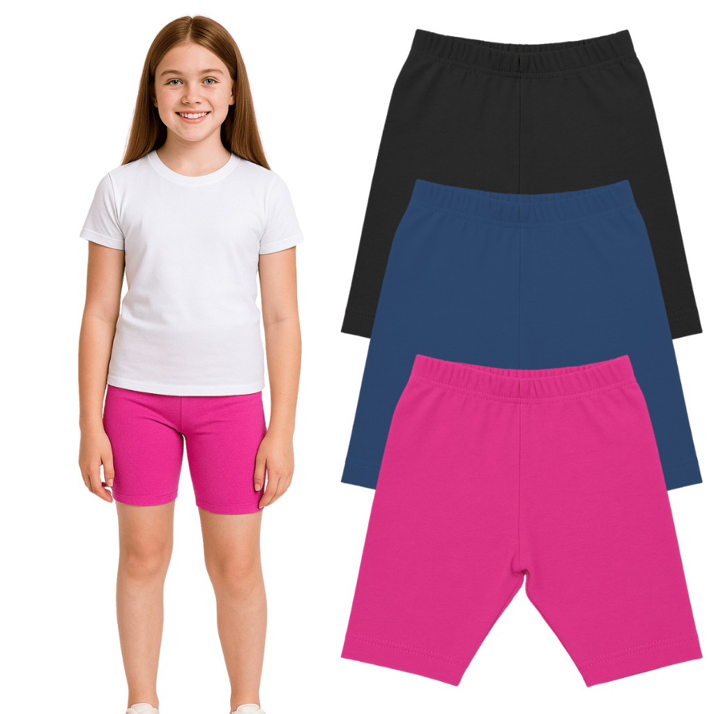 Bermuda Legging Lisa Escolar Algodão/ Cotton Preta Azul Pink Menina Infantil Tamanho 1-16 Mafessoni em Oferta na Shopee