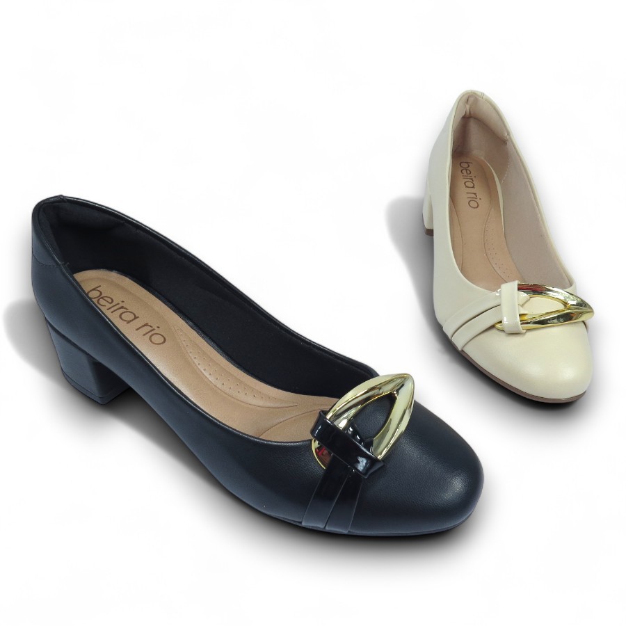Sapato Salto Médio Feminino Beira Rio 4301105 Casual Bico Redondo Confortável em Oferta na Shopee