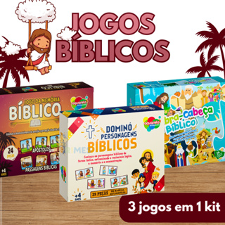 KIT 3 Jogos Bíblicos Educativos Infantil – Dominó + Memória + Quebra-Cabeça | Aprendizado cristão católico em Oferta na Shopee