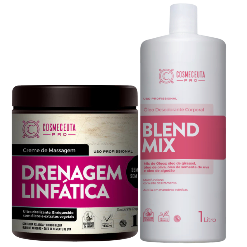Kit Creme Drenagem Linfática 1kg+ Óleo Blend Mix 1lt Cosmeceuta