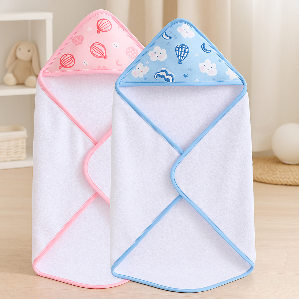 Kit com Duas Toalhas de Banho Bebê - Felpuda com Capuz Estampado