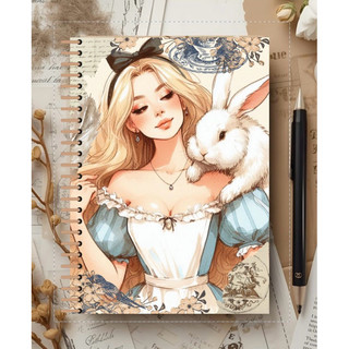 Caderno A5 Alice no país das maravilhas 90 folhas folhas espiral dourado folha pautada
