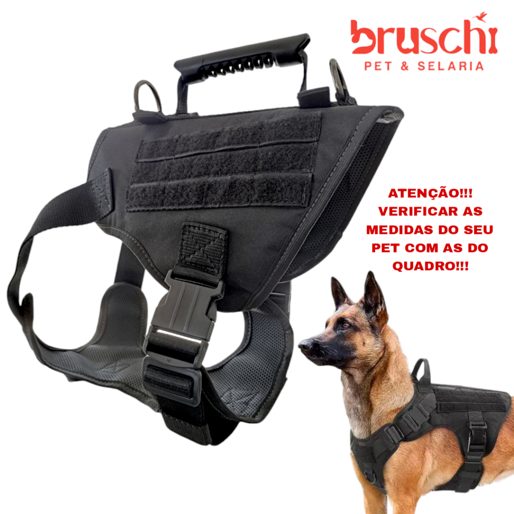 Coleira Peitoral Tático militar para cachorro de médio porte em Oferta na Shopee