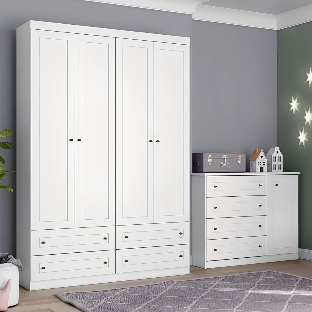 Conjunto Quarto Henn Americana 2 Peças 5 Portas 8 Gavetas