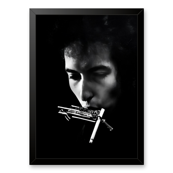 Quadro Bob Dylan tocando gaita
