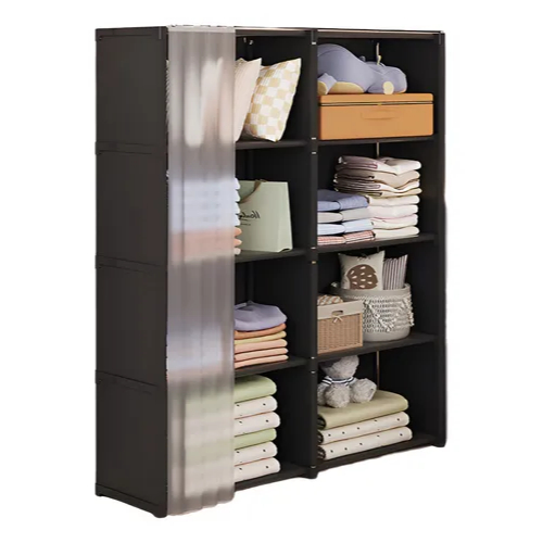 Arara Organizador com 4 Nichos e Cortina Multiuso para Quarto Brinquedos Roupas Bolsas Livros em Oferta na Shopee