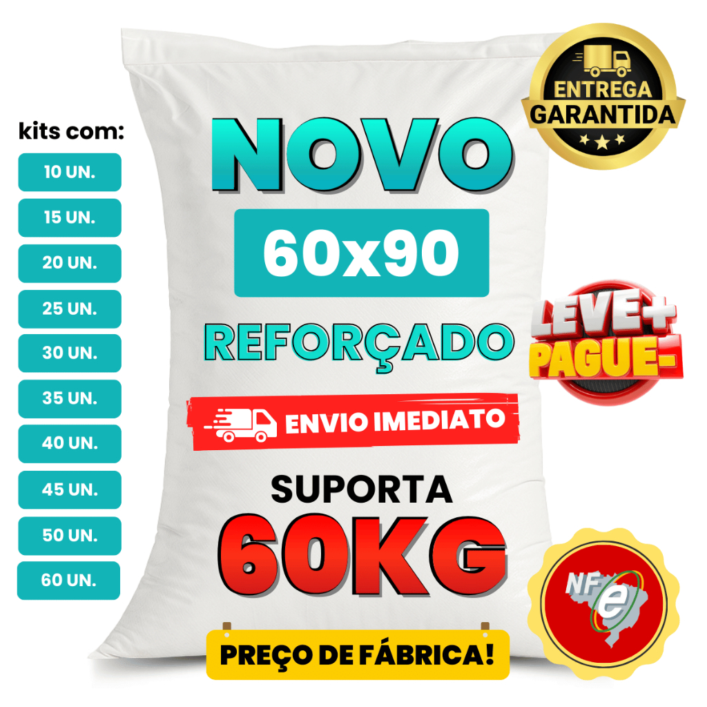 Saco Rafia 60x90cm 60kg Entulho Obra Grãos Sementes Ração A Partir 10 Un. ENVIO IMEDIATO