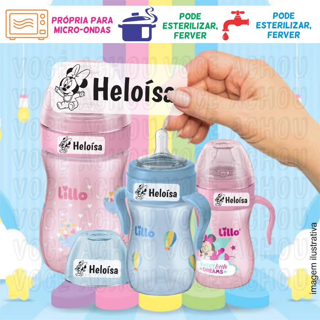 Etiqueta Escolar Personalizada Transparente para Materiais, mamadeira, etc