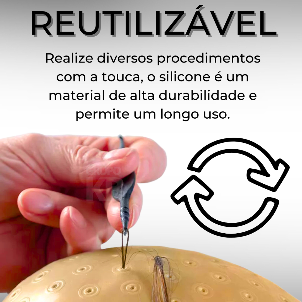 Touca Mechas Luzes Reflexo Alinhado Com Alça Silicone 2300 Furos + Agulha Profissional — imagem 2 de 2
