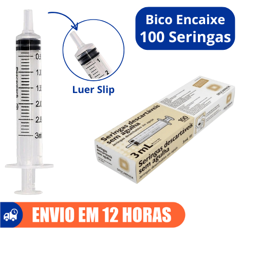 Seringa 3ml Bico Encaixe Luer Slip Descartável 100un Descarpack em Oferta na Shopee