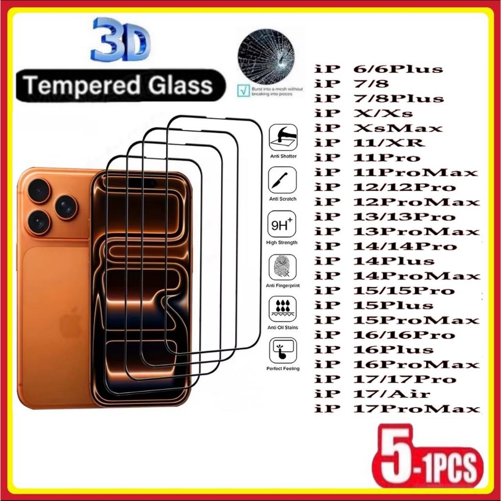 Película de vidro Temperado 3D Para iPhone XS XR XSMAX 11 12 13 14 15promax 16 16pro 16proMAX 17 em Oferta na Shopee