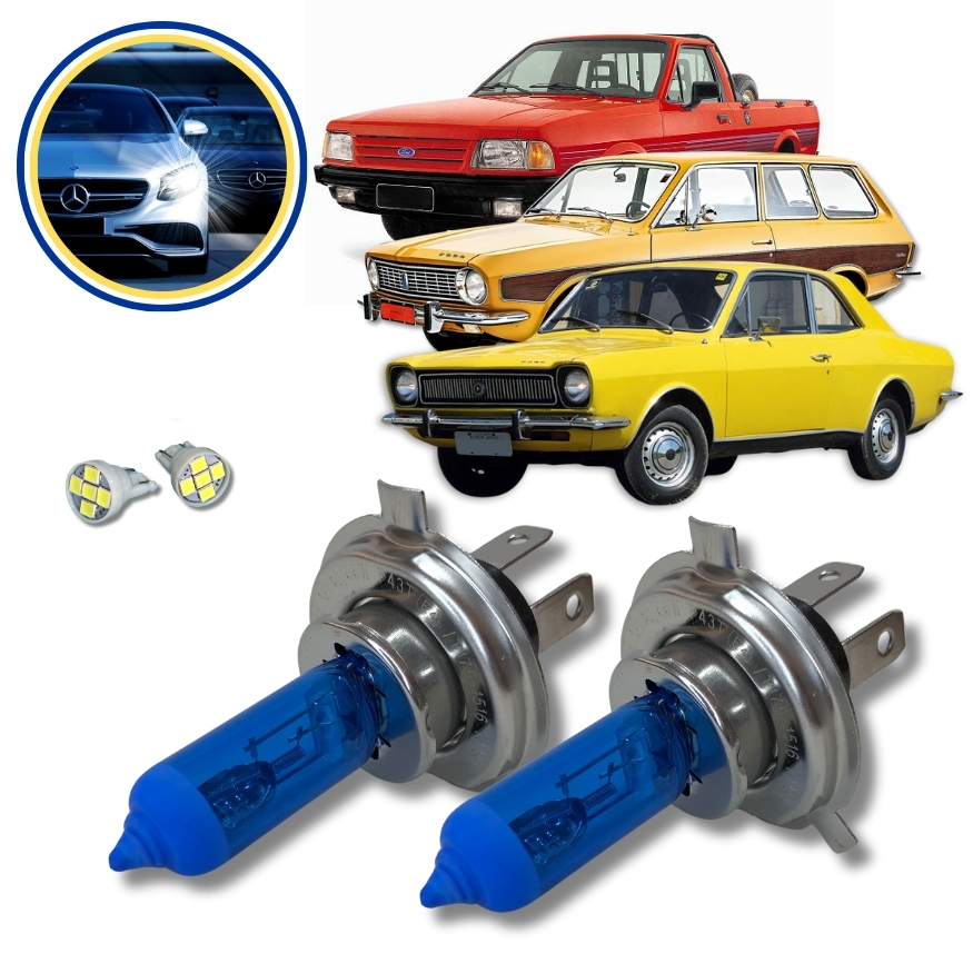 Lampada Super Branca Farol Alto Baixo Ford Corcel Belina Pampa Del Rey H4