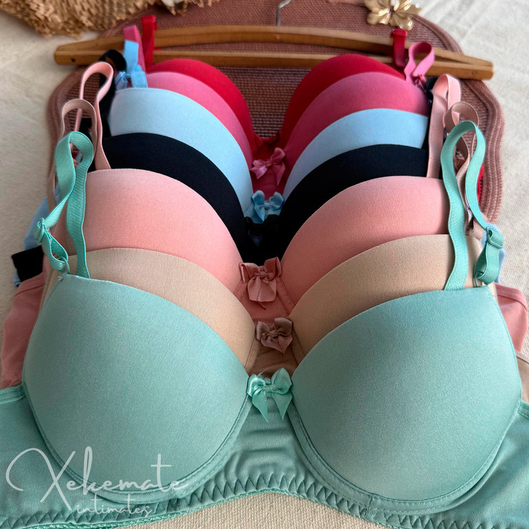 Kit 5 Sutia com Bojo Liso Basico Dia a Dia Conforto Lingerie Feminina Mulher Soutien Clean em Oferta na Shopee