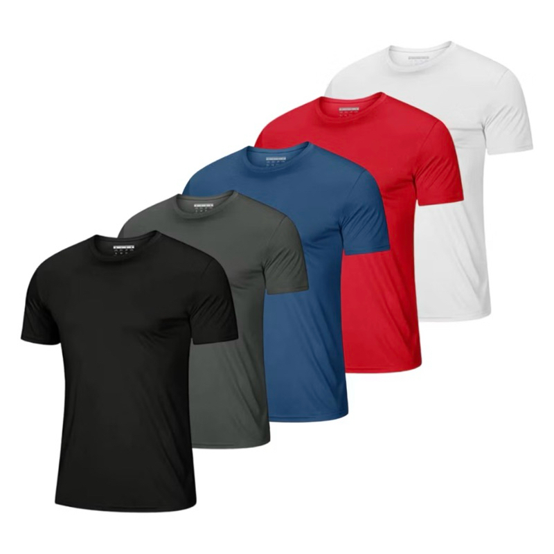Kit 5 Camisetas Poliéster DryFit Masculina Lisa Academia Corrida Casual Esportes Confortável