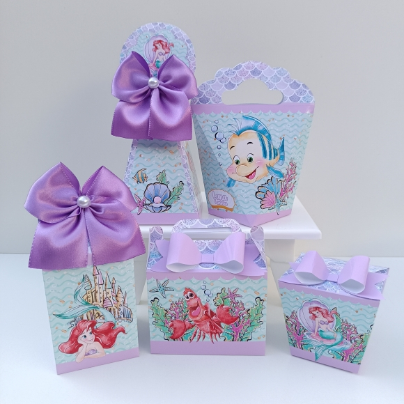 Kit Festa A Pequena Sereia l Ariel l Princesas Disney l Personalizados l Lembrancinha para Festa l kit Caixas