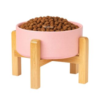 Comedouro Bebedouro Elevado de Cerâmica com Suporte Bambu Água Ração tigela cachorro grande em Oferta na Shopee