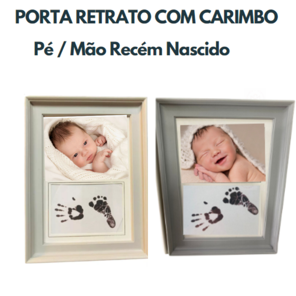 Carimbo para pé mão bebê com porta retrato lembrança recem nascido envio imediato