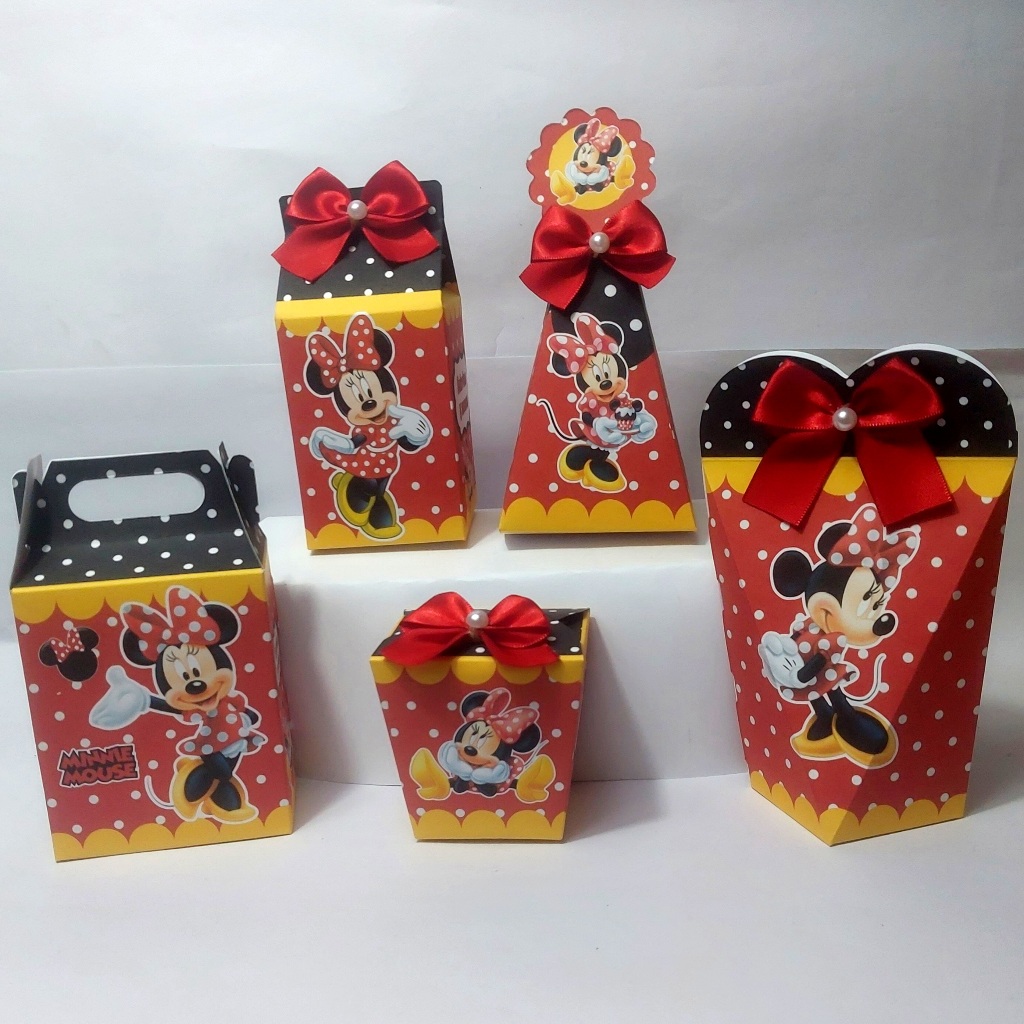 MINNIE MOUSE VERMELHO Kit 50 Lembrancinhas Personalizadas Caixinhas de aniversário festa infantil Tema Aniversário