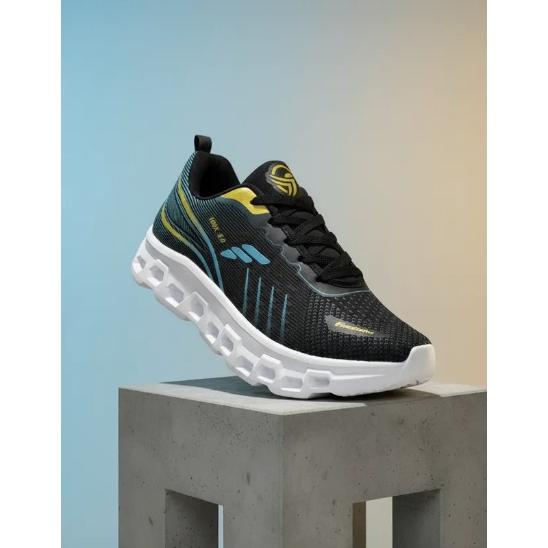 Tenis Masculino Escolar Academia Original FREEDOM Corrida Caminhada Lançamento SW4 PRETO DOURADO AZUL em Oferta na Shopee