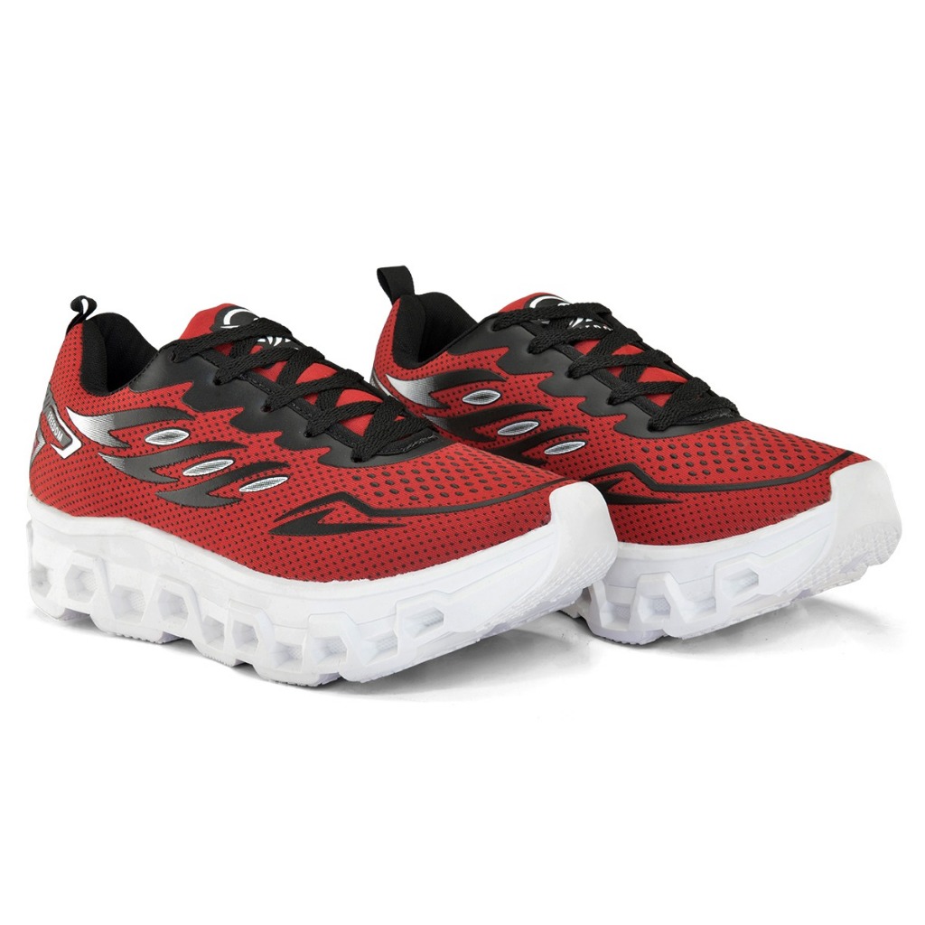 Tenis Feminino Escolar Academia Original FREEDOM Corrida Caminhada Lançamento SW4 VERMELHO PRETO