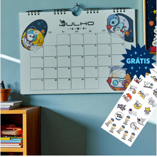 Calendário de Parede 2026/2027 - Base Wire-O Horizontal A4 - Astronauta e Animais em Oferta na Shopee