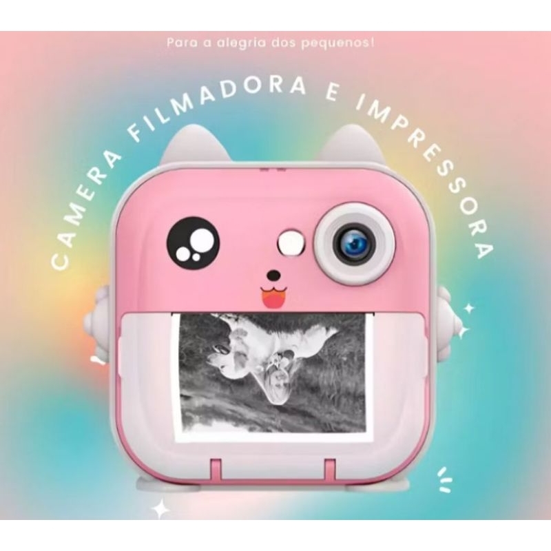 Mini Camera De Impressão meninas Instantânea Para Crianças Vídeo Fotografia Digital Fotográfica Toy Envio Imediato