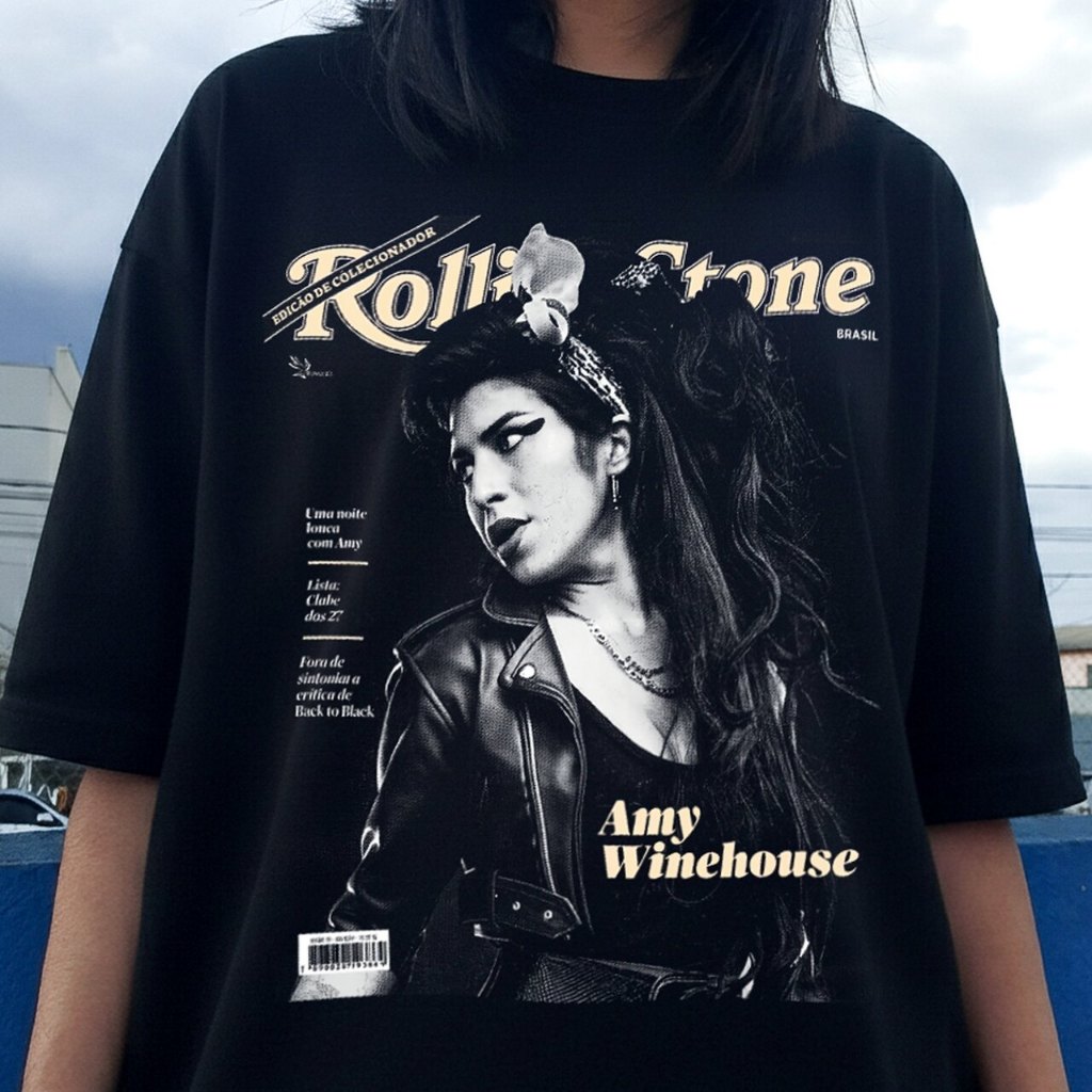 Camiseta Unissex Estampada Amy Winehouse Moda Streetwear Retrô Rock em Oferta na Shopee