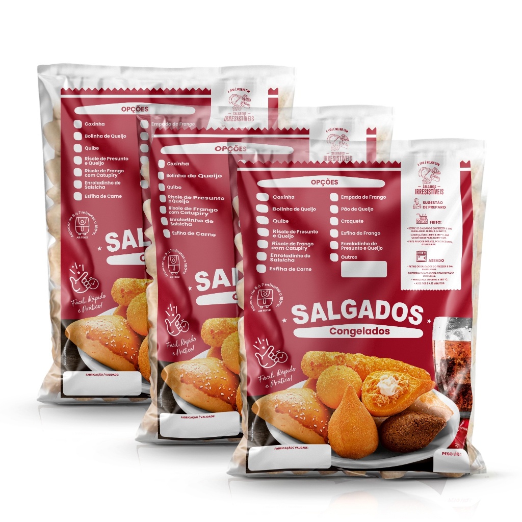 Sacos Embalagem Para Salgados Congelados - 100 Unidades em Oferta na Shopee