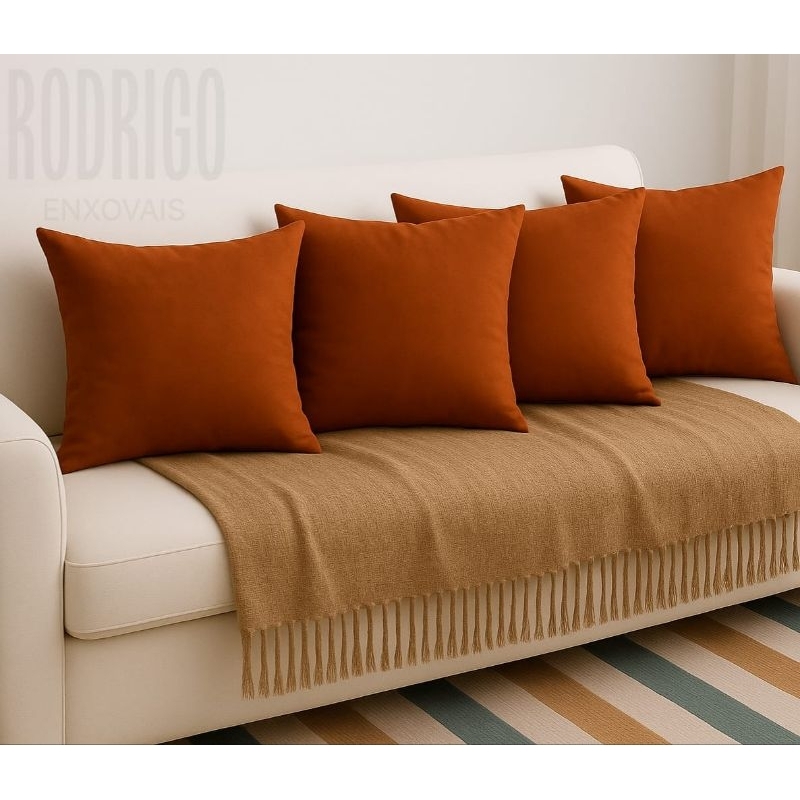kit 4 Capas de Almofadas 40x40 Tecido Suede Liso  Zíper escondido em Oferta na Shopee