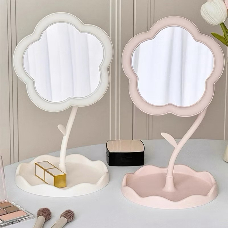 Espelho de Maquiagem de Flor Soft Aesthetic para Mesa de Penteadeira de Escritório Espelho Portátil em Oferta na Shopee