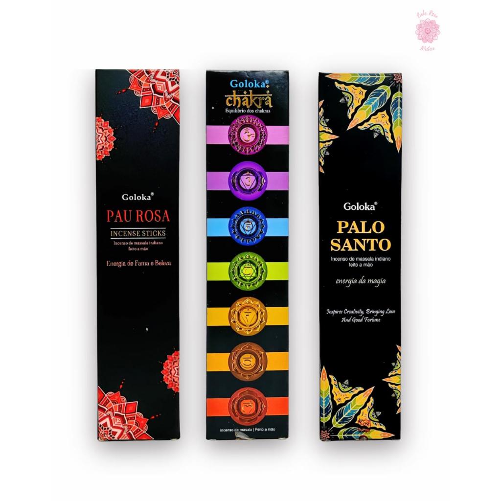 Kit Incenso Massala 3 Aromas Palo Santo - Pau Rosa - harmonia dos 7 chakras Purificaçao e Energia