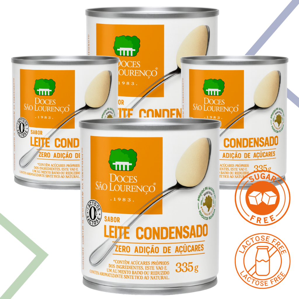 Kit 4 Leites Condensados Zero Açúcar Zero Lactose 335g Doces São Lourenço Diet Light