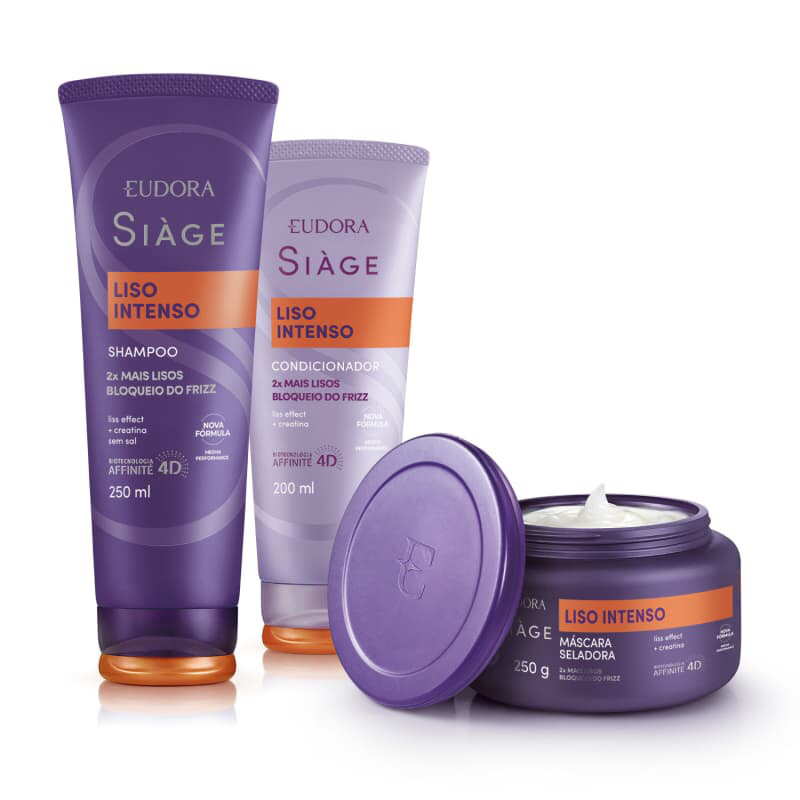 kit Siàge Liso Intenso: Shampoo 250ml + Máscara 250g + Condicionador 200ml