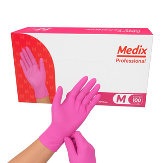 Luva nitrilica rosa Descartável  Sem pó Cx100un P/M/G Alta Qualidade em Oferta na Shopee